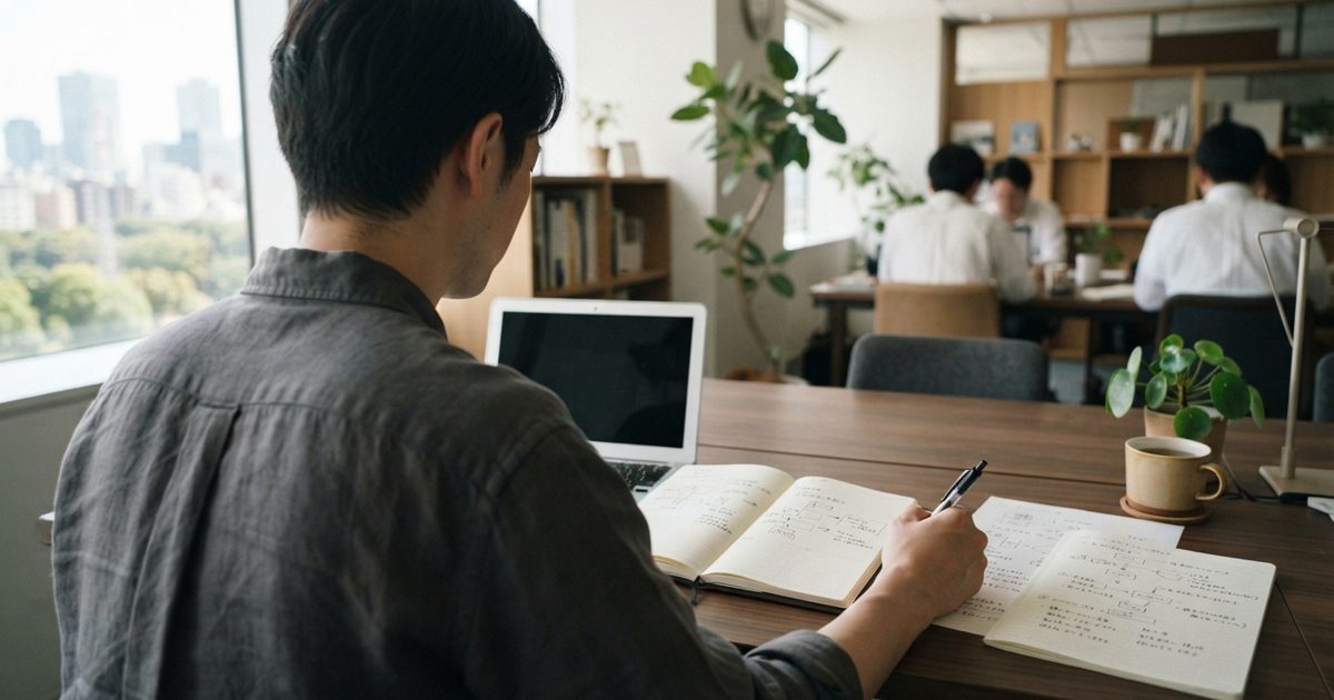 業務の整理と組織化を進める中小企業のオフィス風景