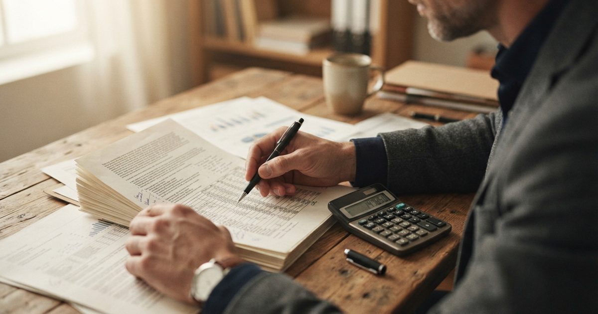中小企業の判定基準を確認するデスク上の書類