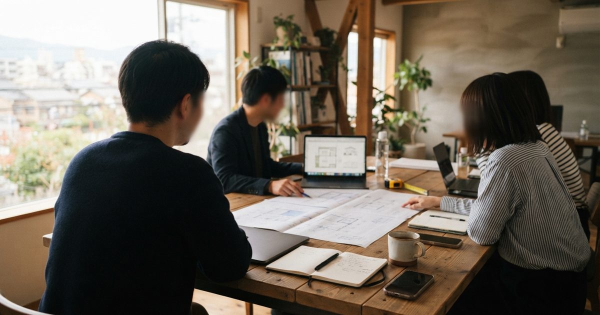 中小企業のオフィスで自走化を検討する会議風景